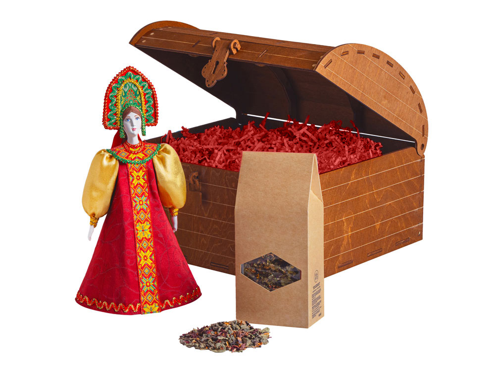 Подарочный набор: кукла фарфоровая, чай "Малина с мятой"