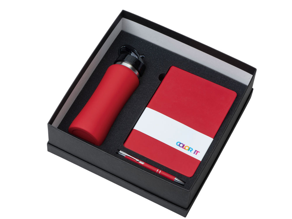 Подарочный набор "Color it" с блокнотом, металлической ручкой и бутылкой