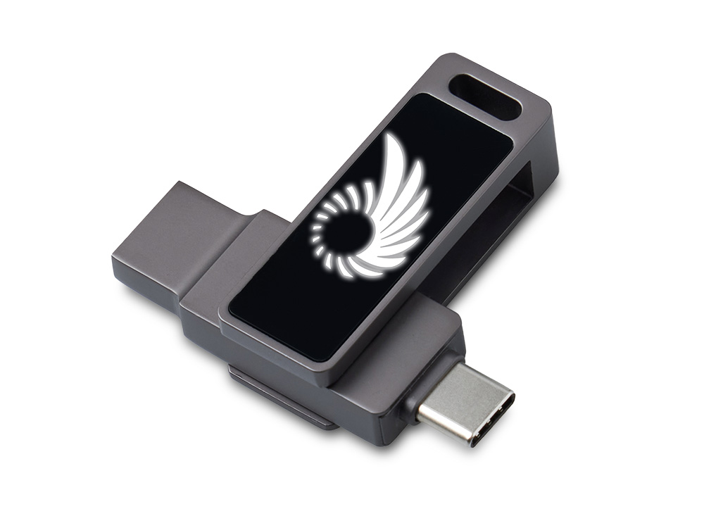 USB3.0/ Type-C флешка 2в1 на 64 ГБ «Спинлайт» с подсветкой