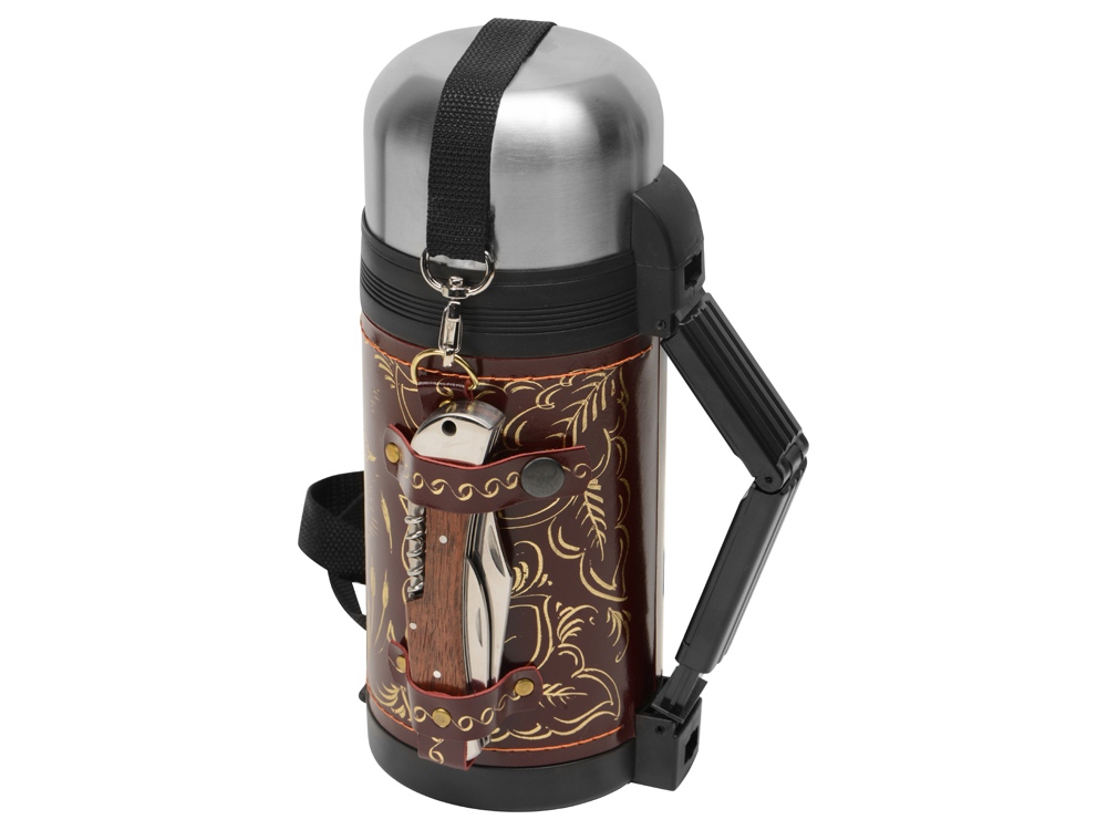 Термос в кожаном чехле