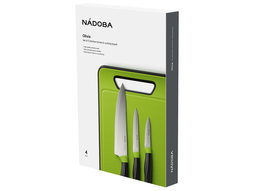 Набор из 3 ножей с пластиковой разделочной доской «OLIVIA»