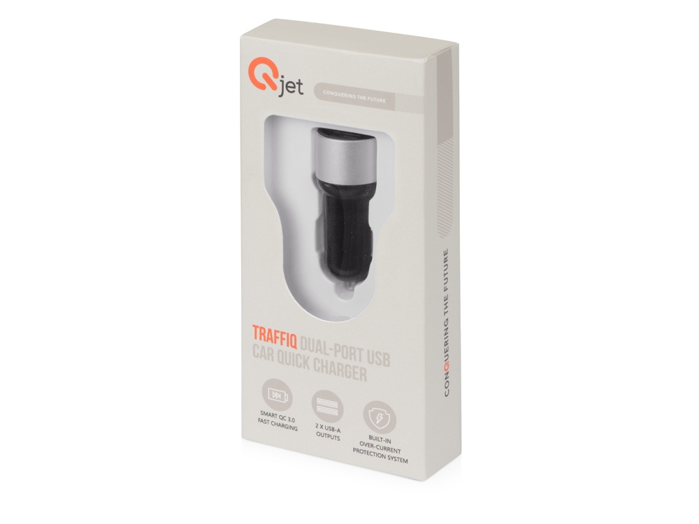 Адаптер автомобильный USB с функцией быстрой зарядки QC 3.0 «TraffIQ»