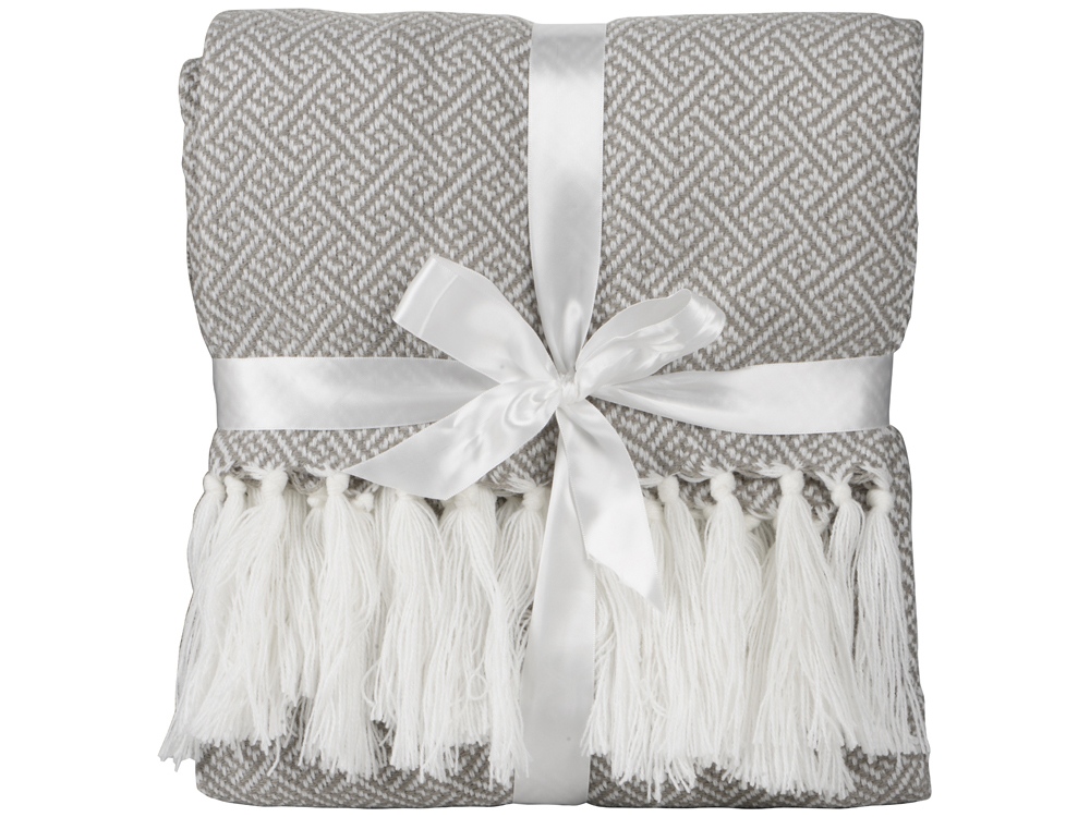 Плед акриловый с белой бахромой «Tassel»