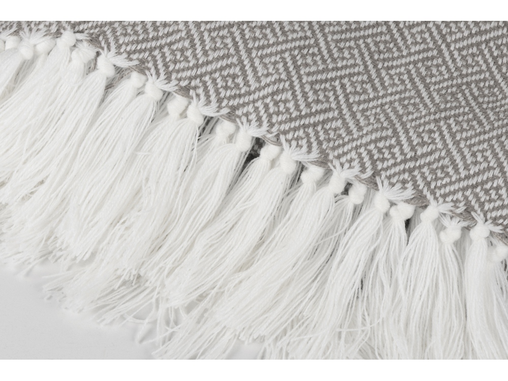 Плед акриловый с белой бахромой «Tassel»