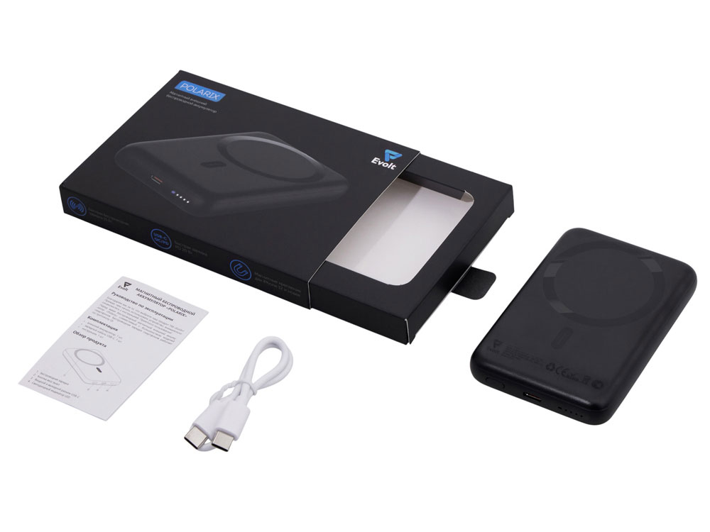 Магнитный внешний беспроводной аккумулятор «Polarix», QC/PD, 10000 мАч