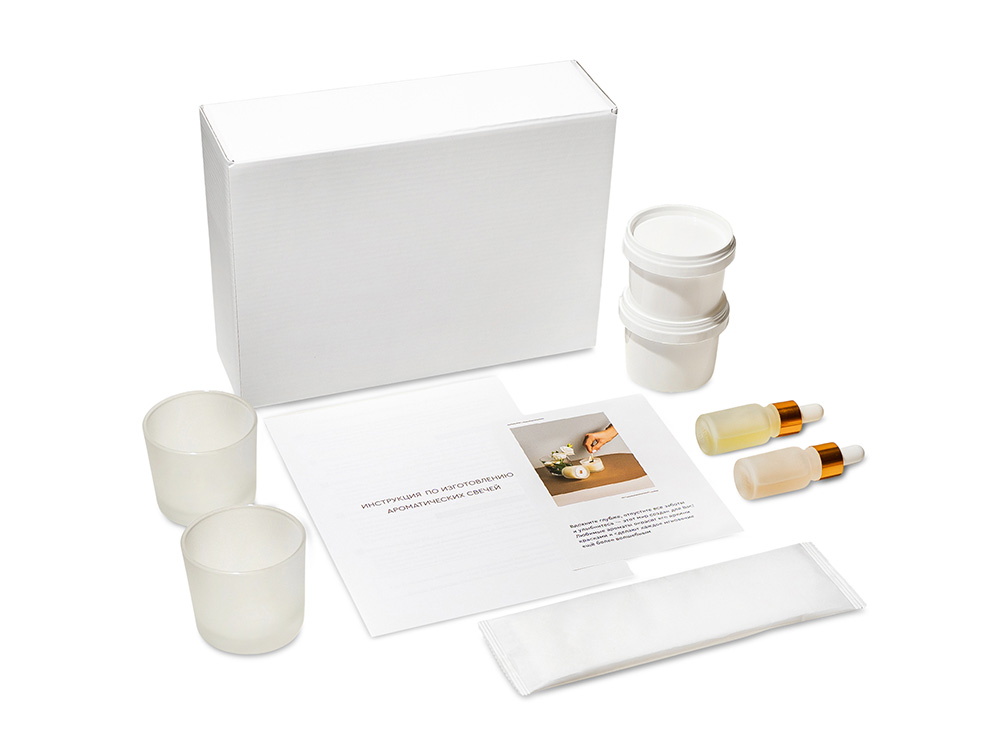 Набор для создания 2-х ароматических свечей: амбра и табак/маракуйя, сандал и пачули