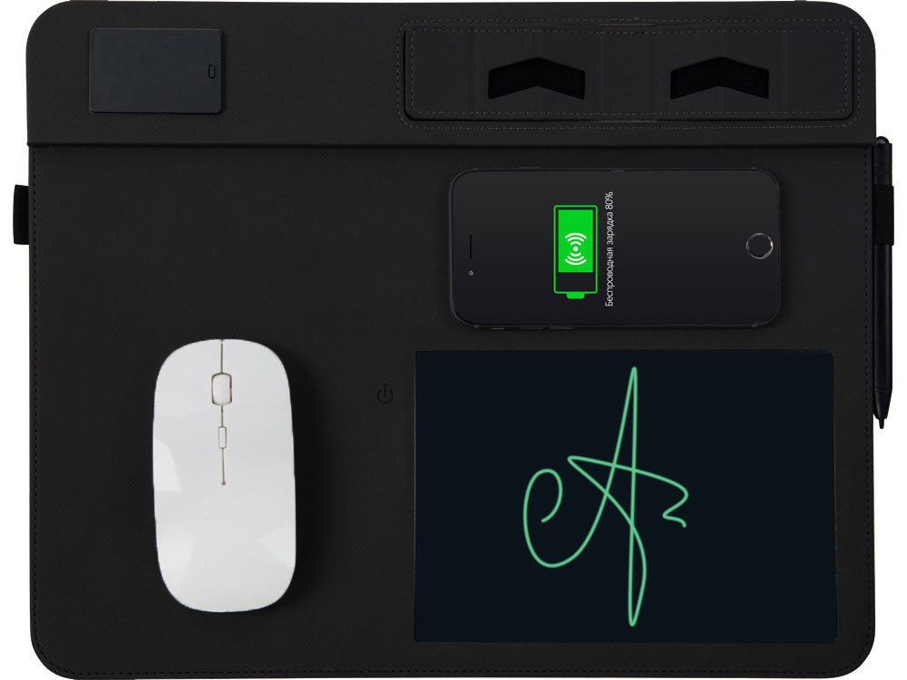 Многофункциональный коврик для мыши «Multi Pad» с беспроводной зарядкой и LCD экраном, 10 Вт
