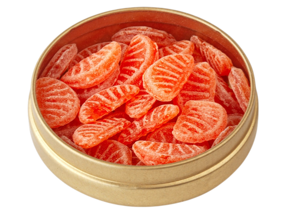 Карамель леденцовая со вкусом апельсина в банке