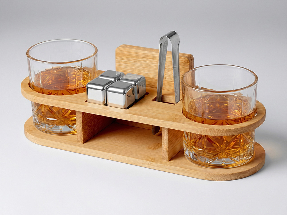 Набор для виски на бамбуковой подставке «Boulevardier»