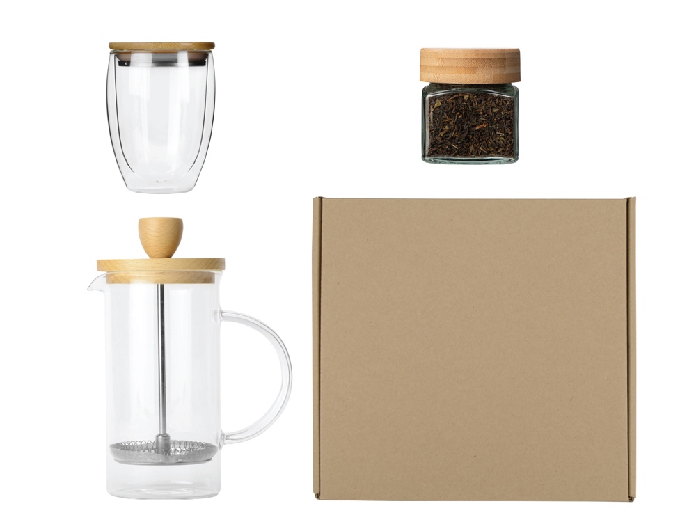 Подарочный набор для кухни с френчпрессом, стаканом и чаем