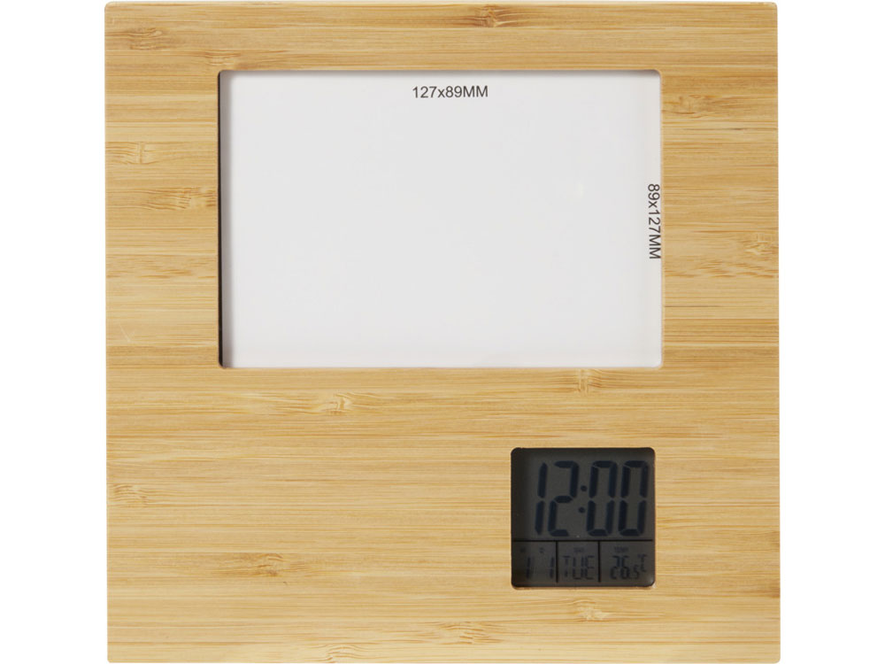 Бамбуковая фоторамка «Sasa» с метеостанцией