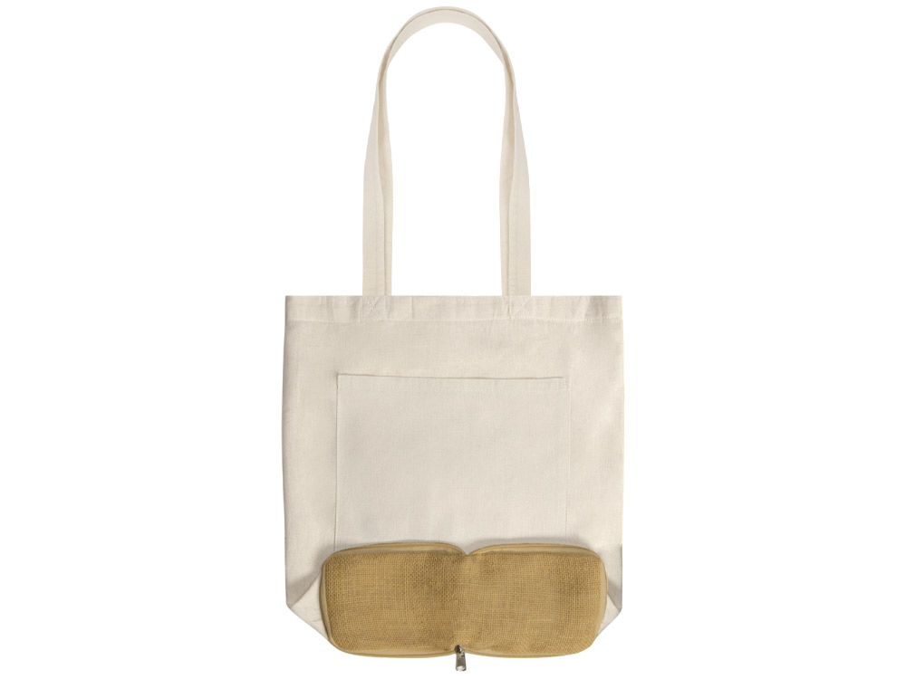 Складная сумка Jute из хлопка и джута с карманом
