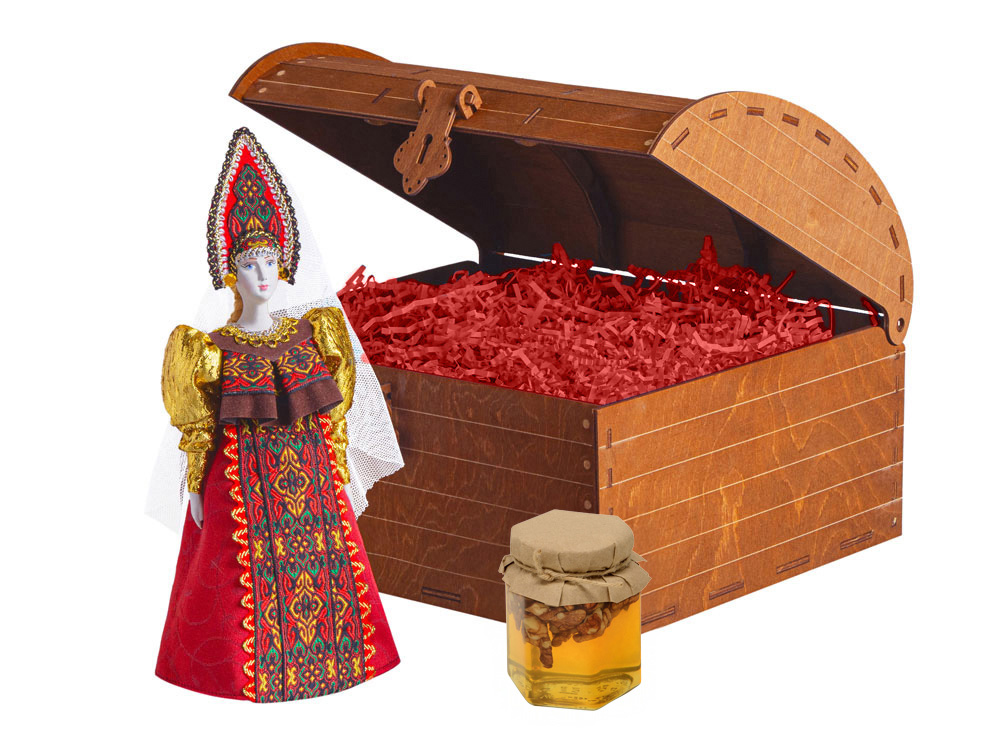 Подарочный набор: кукла фарфоровая, мёд с гецким орехом