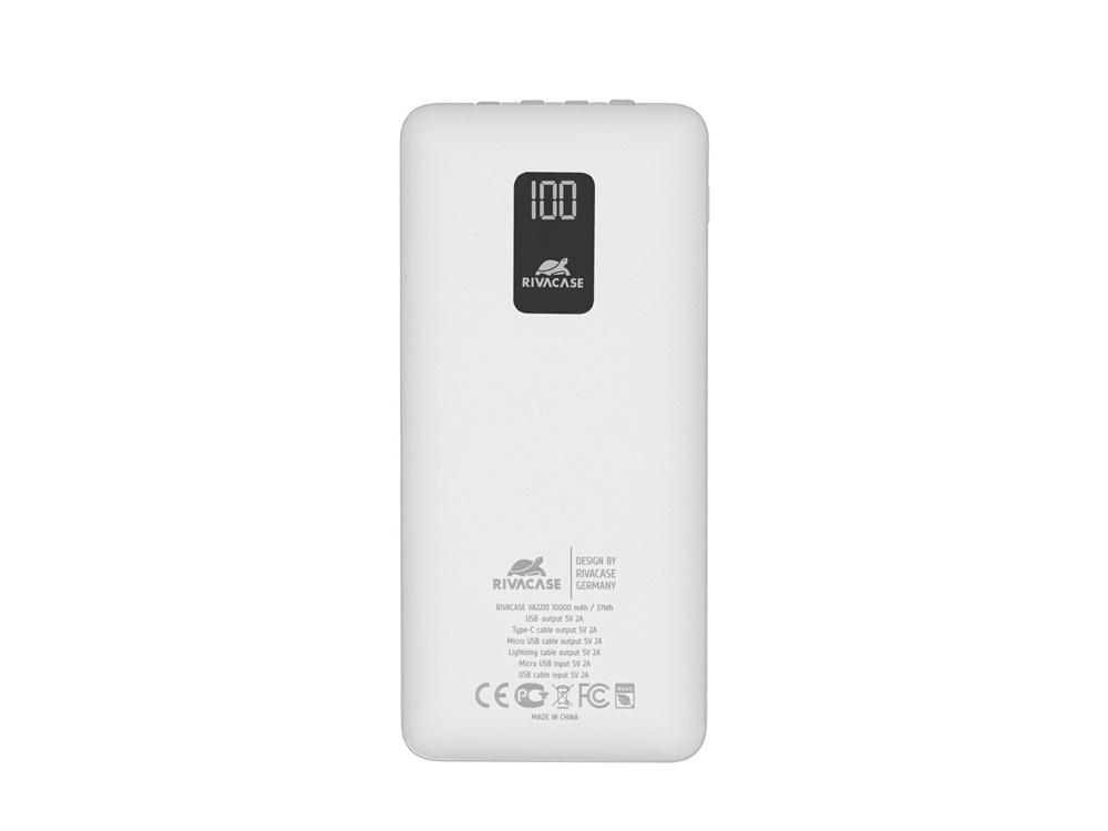 Внешний аккумулятор с дисплеем и встроенными кабелями VA2210, 10000 mAh