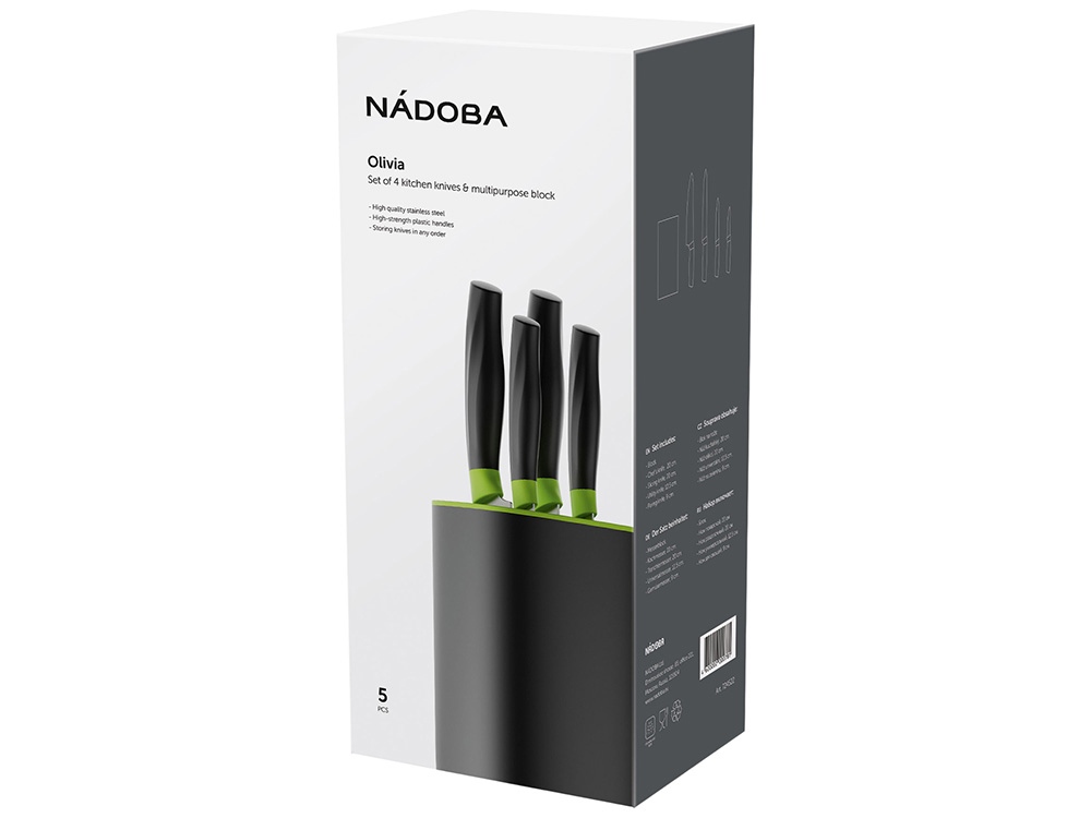 Набор из 4 кухонных ножей в универсальном блоке «OLIVIA»