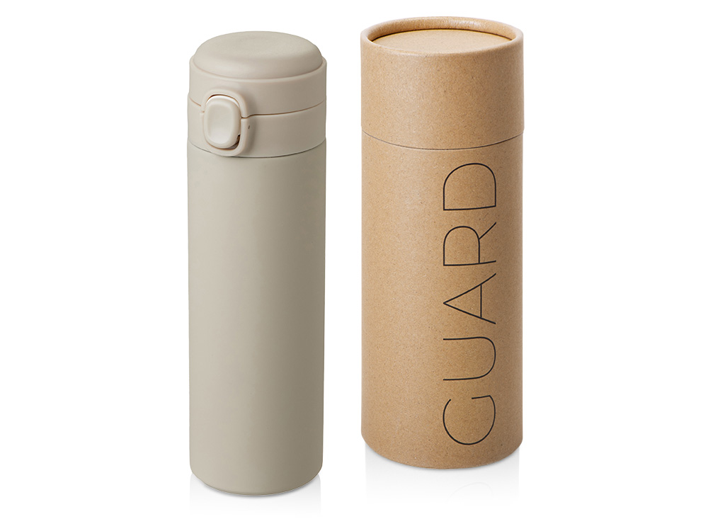 Вакуумная термокружка c кнопкой «Guard», soft-touch, 400 мл, тубус