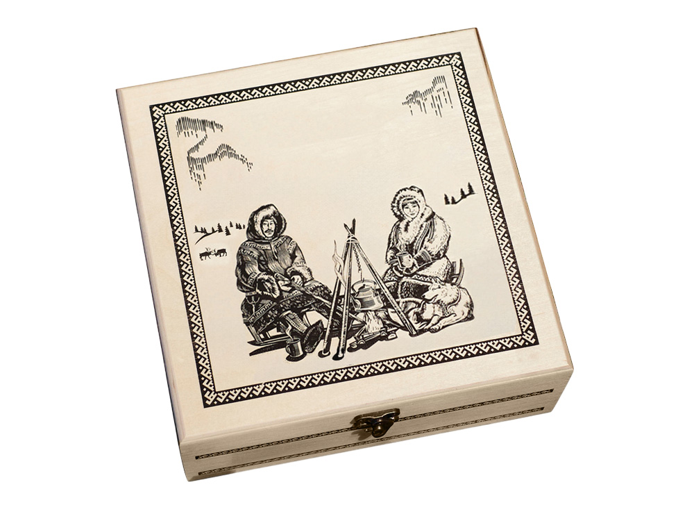 Подарочный набор c чаем «Сокровища Севера» в деревянной шкатулке без лого