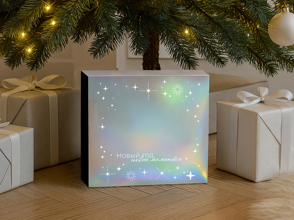 Подарочная коробка с голографическим шубером «Aurora», L